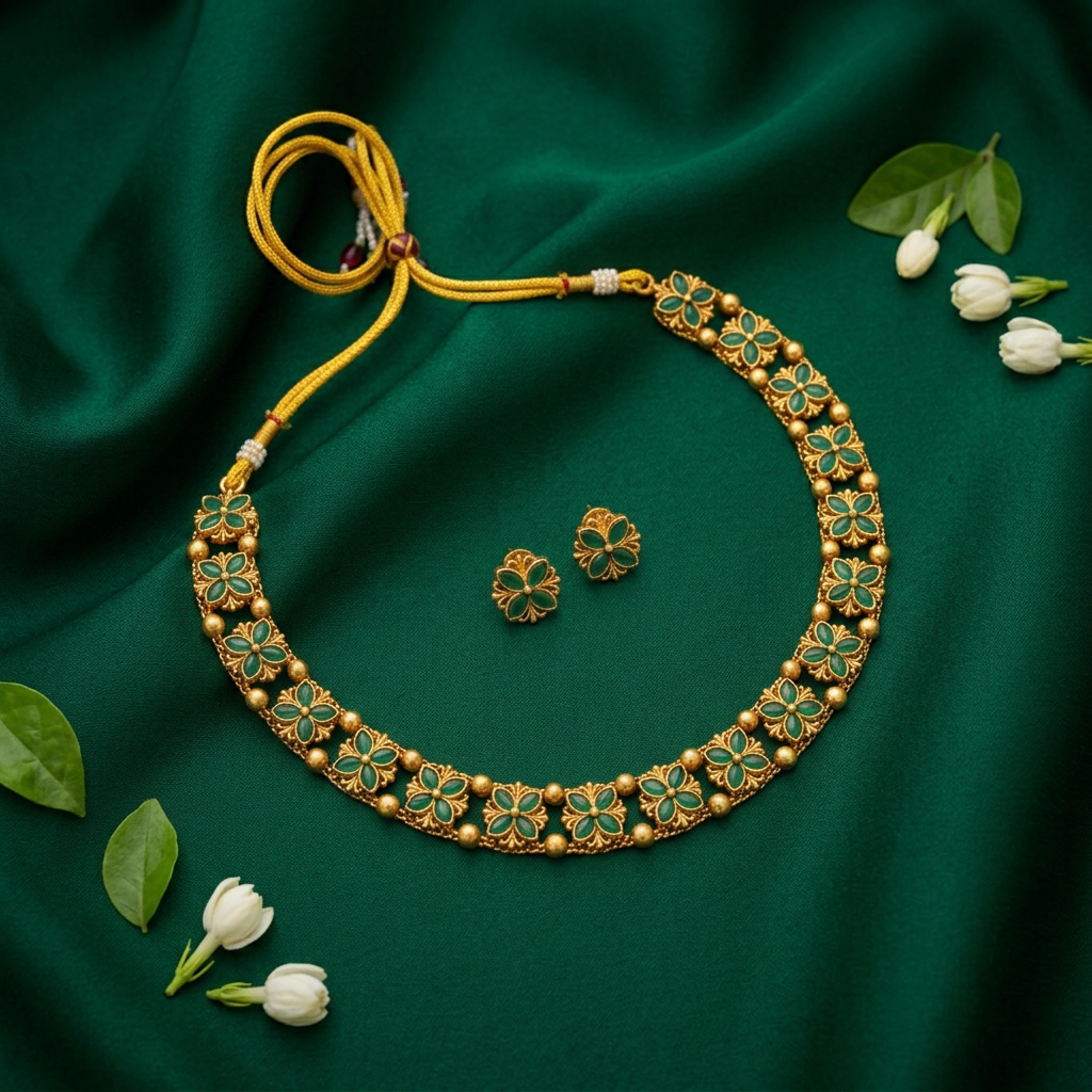 Emerald Bloom Choker Set