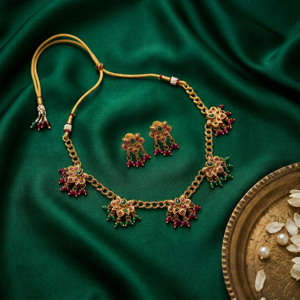 Navratna Star Layered Choker Set